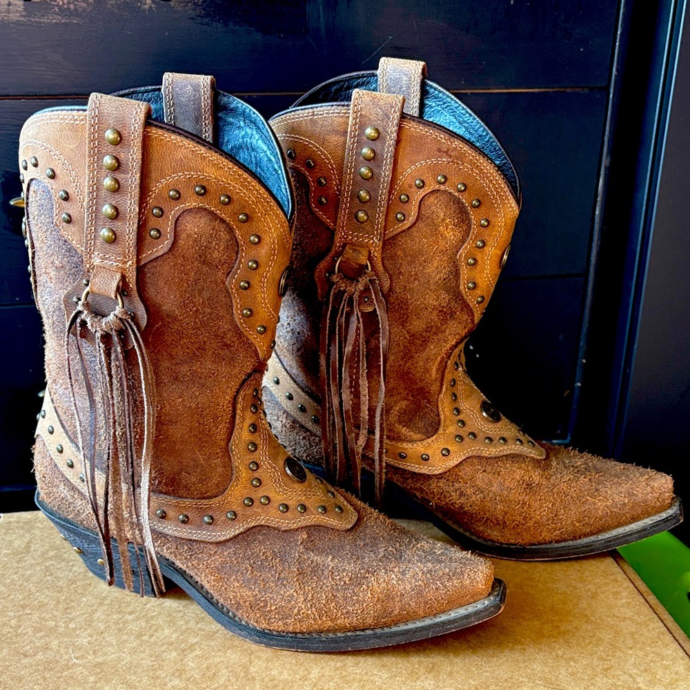 Brown Western Cowboy Boots with Studded Details